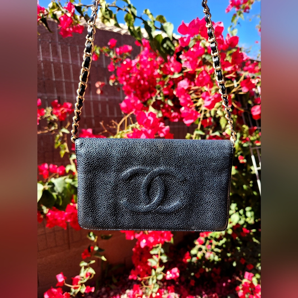 🔥Chanel Caviar Leather Logo Long Wallet Purse